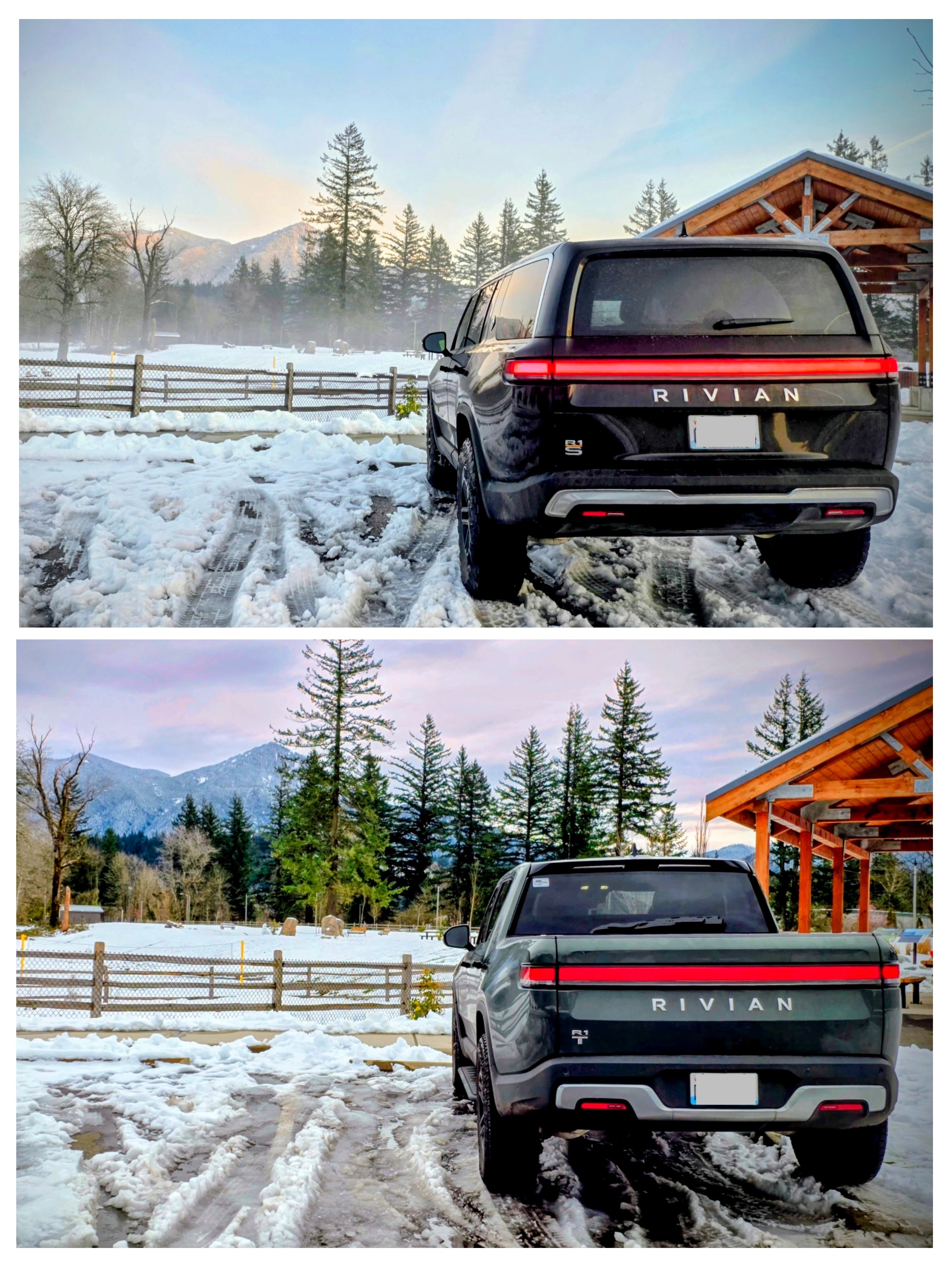 Two Rivians, zero gas