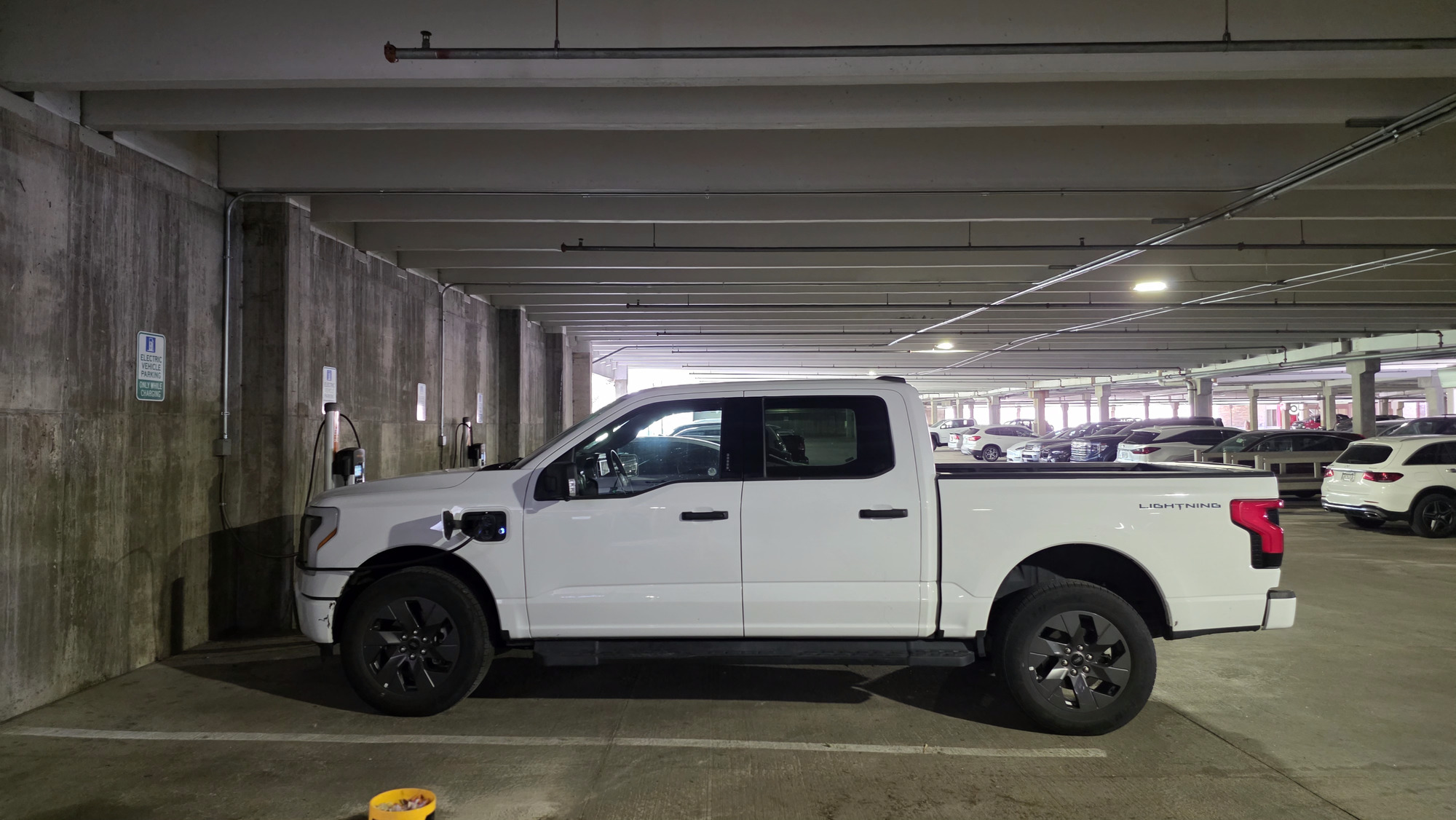 F-150 Lightning parked in a Denver parking garage