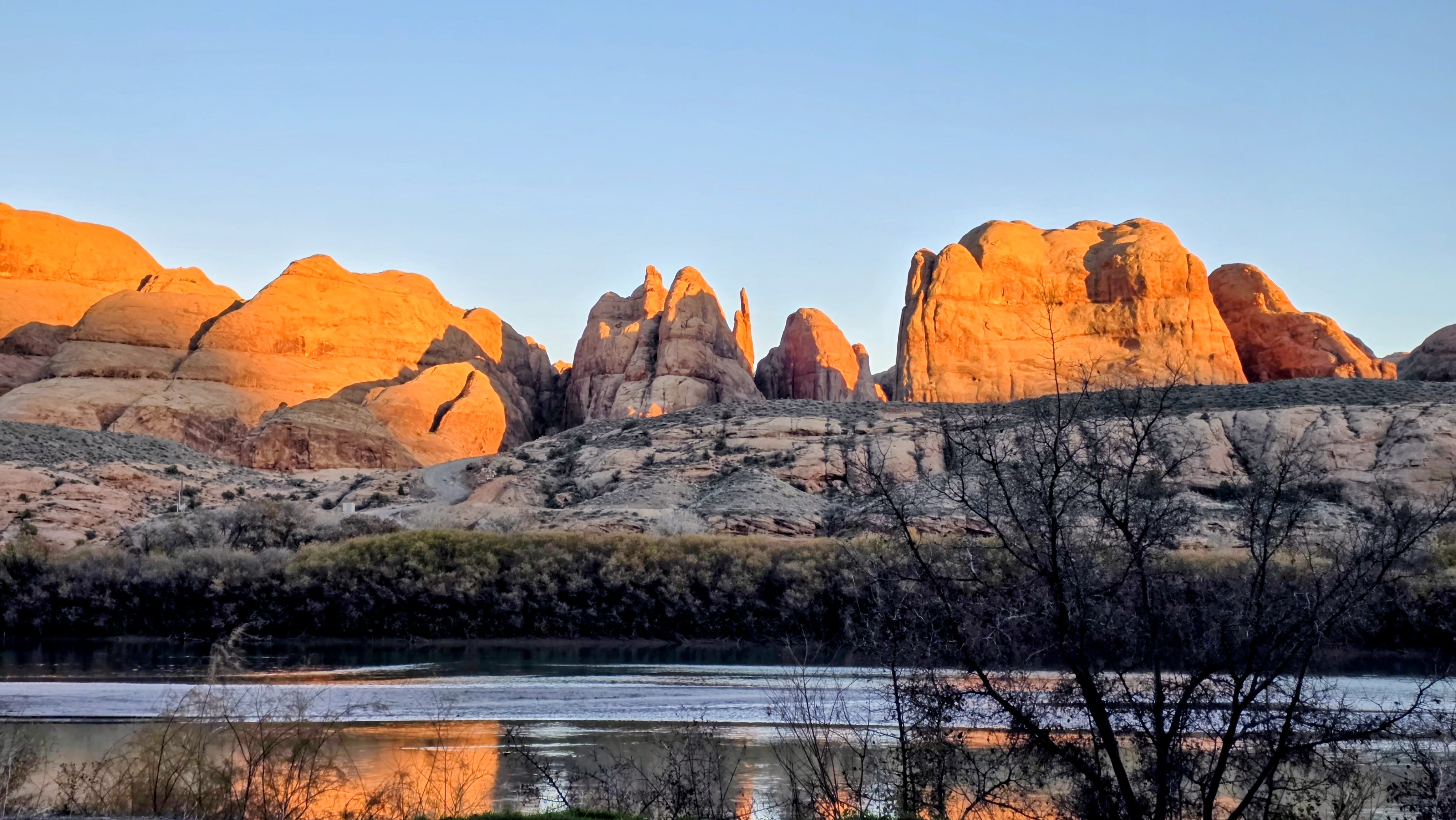 Moab red rocks at golden hour