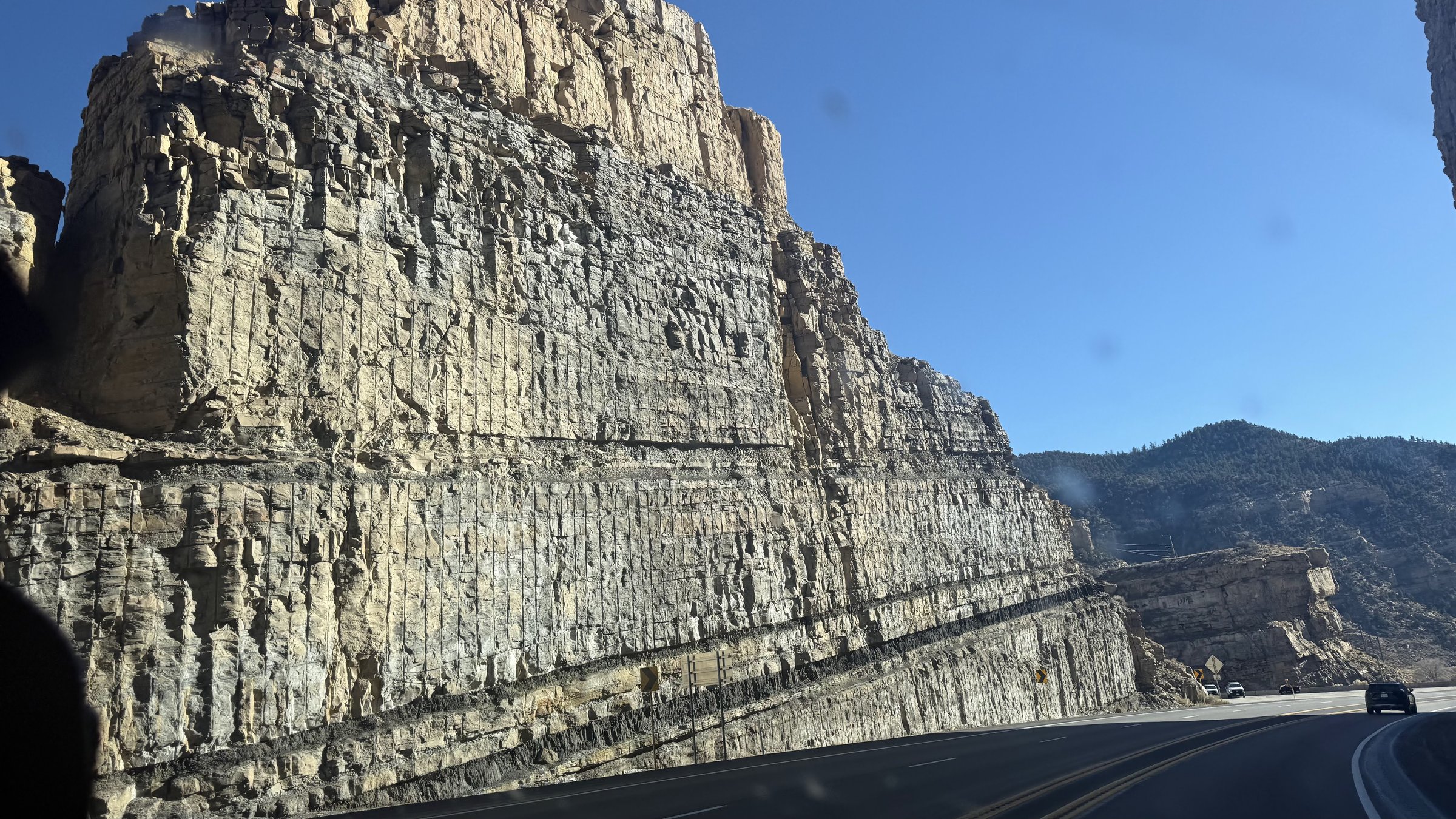 Massive canyon wall on the road through Price Canyon, Utah